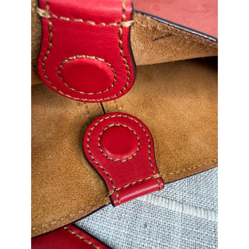 FRYE Ilana‎ Red Color Block Bucket Hobo Bag Purse RARE Boho Western